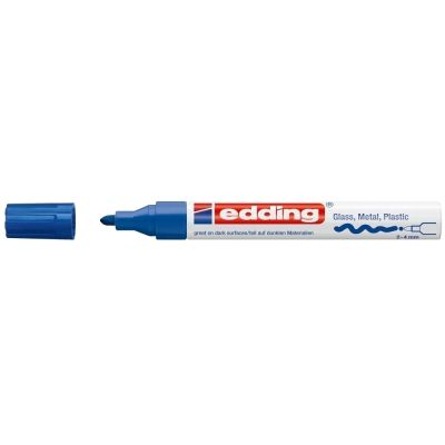 Marker permanent Edding 750 cu vopsea corp metalic varf rotund 2-4 mm albastru