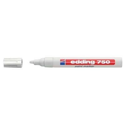 Marker permanent Edding 750 cu vopsea corp metalic varf rotund 2-4 mm alb