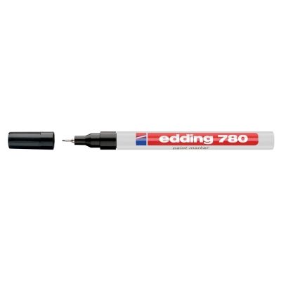 Marker permanent Edding 780 cu vopsea corp aluminiu varf rotund 0. 8 mm negru