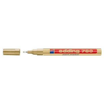 Marker permanent Edding 780 cu vopsea corp aluminiu varf rotund 0. 8 mm auriu