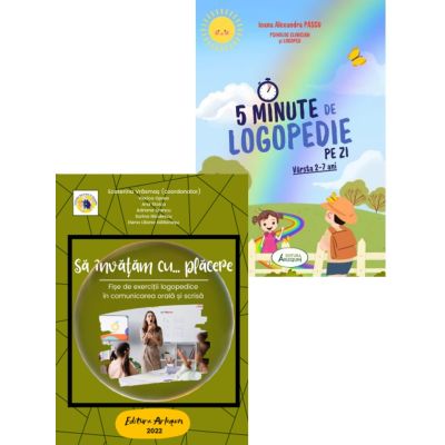 Pachet 2 carti Sa invatam cu placere. Fise de exercitii logopedice si 5 Minute de Logopedie pe zi Exercitii zilnice pentru dezvoltarea limbajului copiilor - Ecaterina Vrasmas Ioana Alexandra Pascu