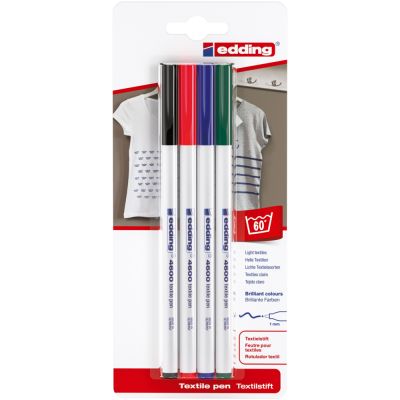 Marker Edding 4600 pentru textile varf rotund 1 mm 4 culoriblister