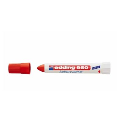 Marker permanent Edding 950 Industrial corp plastic varf rotund 10mm rosu