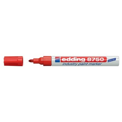 Marker permanent Edding 8750 cu vopsea corp aluminiu varf rotund 2-4 mm rosu