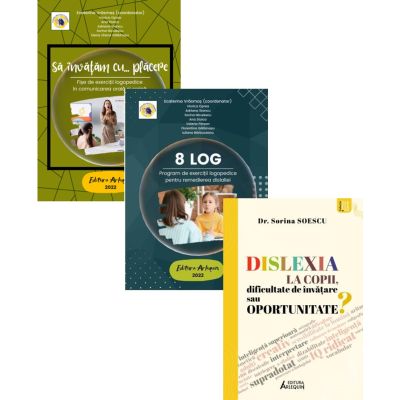 Pachet 3 titluri Fise de exerciti logopedice 8 LOG. Program de exercitii logopedice pentru remedierea dislaliei si Dislexia la copii dificultate de invatare sau oportunitate - Ecaterina Vrasmas Sorina Soescu