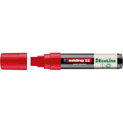 Marker cu vopsea pe baza de apa Edding Ecoline 52 corp din plastic reciclat varf tesit 4-15 mm rosu