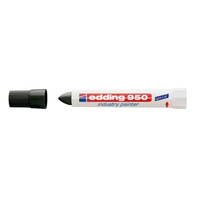 Marker permanent Edding 950 Industrial corp plastic varf rotund 10mm negru