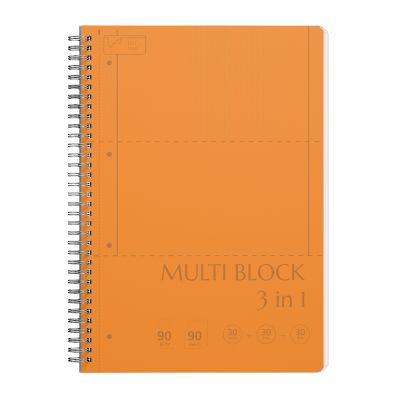 Caiet A4 cu spira cu 3 subiecte 90 file 80gmp coperta PP