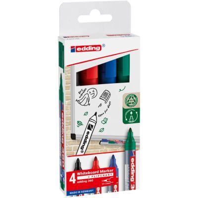 Set 4 markere Edding 360 pentru tabla varf 1. 5-3 mm negru rosu albastru verde