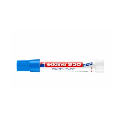 Marker permanent Edding 950 Industrial corp plastic varf rotund 10mm albastru