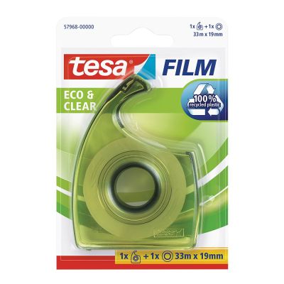 Banda adeziva Tesa Ecologo transparenta 19 mm x 33 m cu dispenser EasyCut
