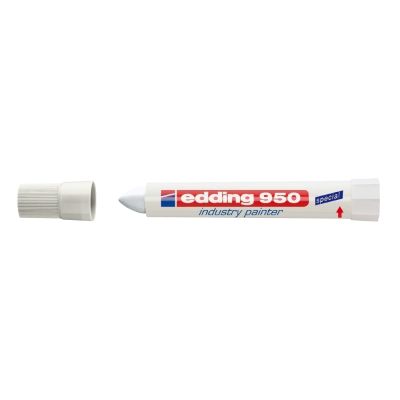 Marker permanent Edding 950 Industrial corp plastic varf rotund 10mm alb
