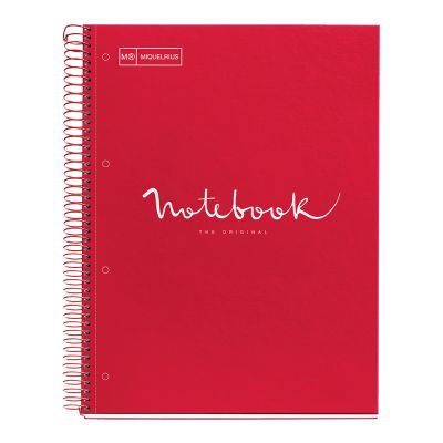 Caiet cu spira Miquelrius Emotion A4 matematica 80 file coperta carton dur rosu
