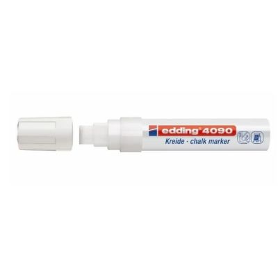 Marker pentru sticla Edding 4090 creta lichida pe baza de apa varf retezat 4-15 mm alb