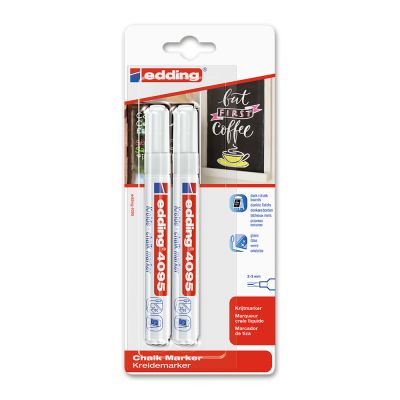 Marker Edding 4095 cu creta lichida varf 2-3 mm alb 2 bucatiblister