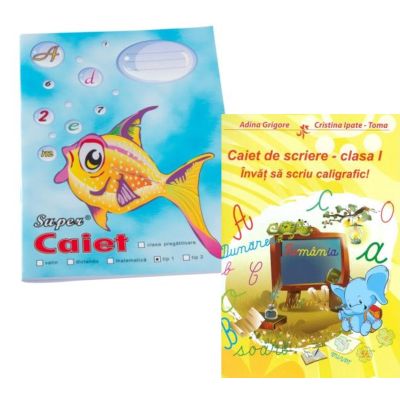 Pachet Caiet tip 1 Pestisor A5 32 file Casa Tipografica si Invat sa scriu caligrafic Caiet de scriere clasa 1 - Adina Grigore