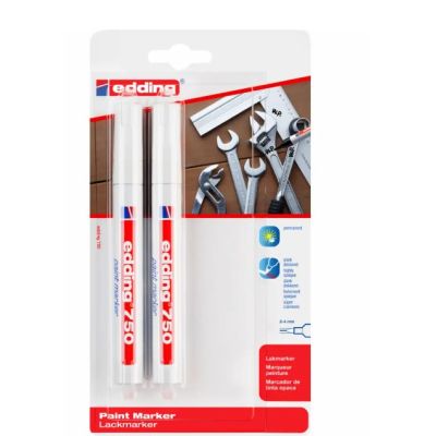 Marker Edding 750 cu vopsea corp metalic varf 2-4 mm alb 2 buc.