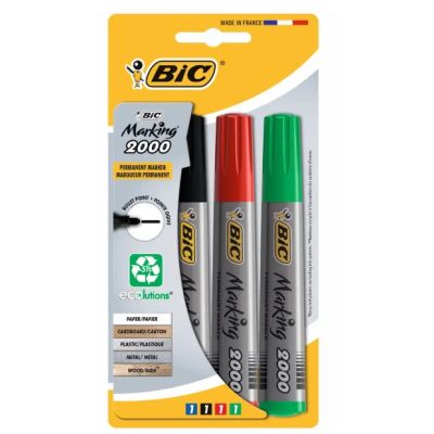 Marker permanent Bic 2000 varf 2-5mm 4 culori blister