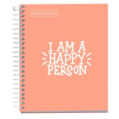 Caiet cu spira Miquelrius Messages A5 matematica 100 file coperta carton dur plastifiat piersica