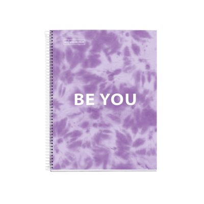 Caiet cu spira Miquelrius TIE DYE A4 dictando 120 file coperta cu tratament antiviral si antibacterian lavanda
