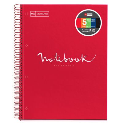 Caiet cu spira Miquelrius Emotion A4 matematica 120 file coperta carton dur rosu
