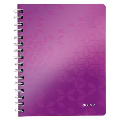Caiet de birou Leitz WOW PP A5 cu spira matematica mov metalizat