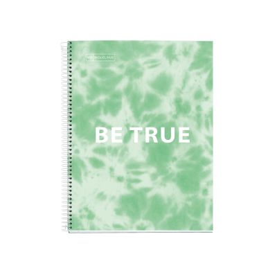 Caiet cu spira Miquelrius TIE DYE A4 matematica 120 file coperta cu tratament antiviral si antibacterian menta