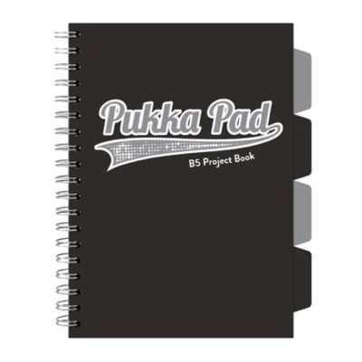 Caiet B5 cu spira si separatoare Pukka Pad Project Book 200 file matematica negru