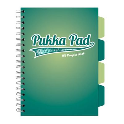 Caiet B5 cu spira si separatoare Pukka Pad Project Book 200 file matematica verde