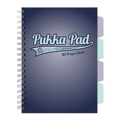 Caiet B5 cu spira si separatoare Pukka Pad Project Book 200 file matematica albastru