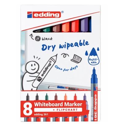 Marker pentru tabla Edding 361 varf rotund 1 mm set 8 culori asortate