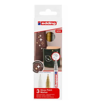 Marker cu vopsea Edding 751 corp metalic varf rotund 1-2 mm set 3 bucati