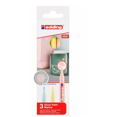 Marker cu vopsea edding 751 corp metalic varf rotund 1-2 mm set 3 culori pastel