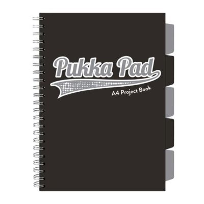 Caiet A4 cu spira si separatoare Pukka Pad Project Book 200 file matematica negru
