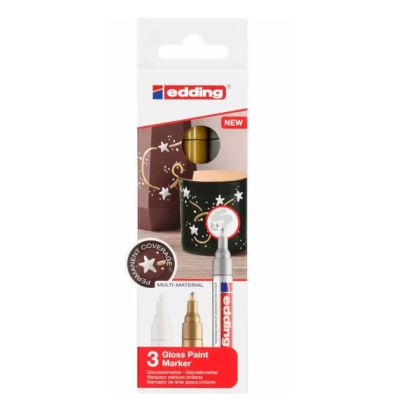 Marker cu vopsea Edding 750 corp metalic varf rotund 2-4 mm set 3 culori