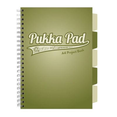 Caiet A4 cu spira si separatoare Pukka Pad Project Book 200 file matematica kaki