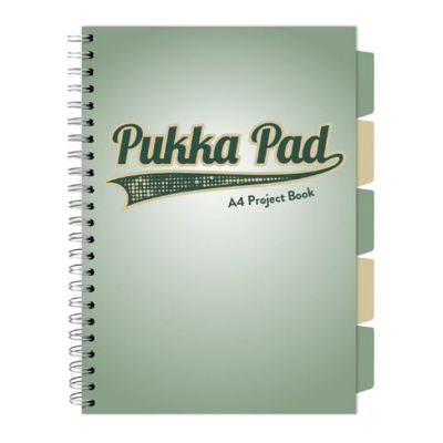 Caiet A5 cu spira si separatoare Pukka Pad Project Book 200 file matematica verde