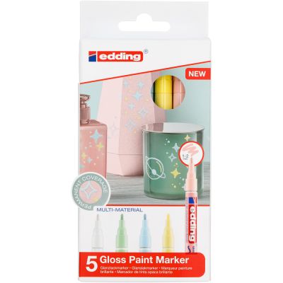 Marker cu vopsea Edding 751 corp metalic varf rotund 1-2 mm set 5 culori pastel