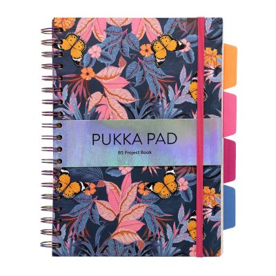 Caiet B5 cu spira si separatoare Pukka Pad Bloom 200 file dictando microperforatii multicolor