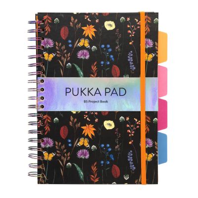 Caiet B5 cu spira si separatoare Pukka Pad Bloom dictando 200 file microperforatii multicolor