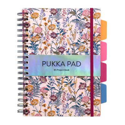Caiet B5 cu spira si separatoare Pukka Pad Bloom dictando 200 file multicolor cu microperforatii