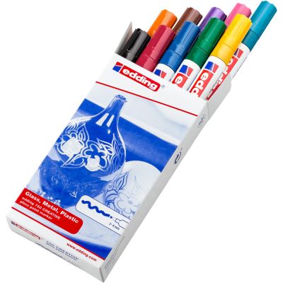 Marker Edding 750 cu vopsea corp metalic varf rotund 2-4 mm set 10 culori