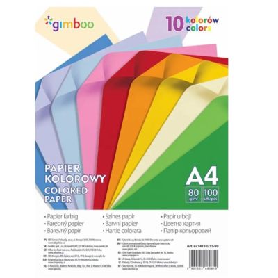 Set 100 bucati hartie colorata Creative Craft 80 g in 10 culori