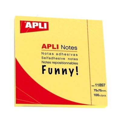 Notite adezive Apli 75 x 75 mm galben 100 file