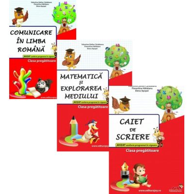 Pachet 3 caiete Clasa Pregatitoare Comunicare in limba romana Matematica si Caiet de scriere - Valentina Stefan-Caradeanu