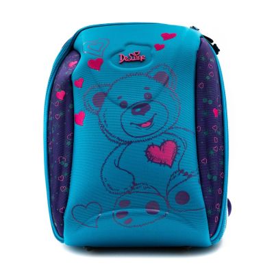 Ghiozdan DeLune 38cm 2 compartimente rigid ergosistem mov cu turcoaz 7102BL