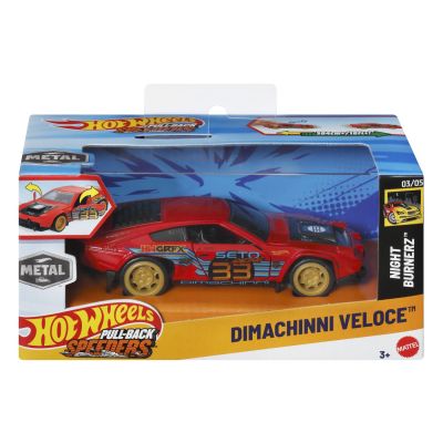 HOT WHEELS MASINUTA METALICA CU SISTEM PULL BACK DIMACHINNI VELOCE NIGHT BURNERZ SCARA 1/43