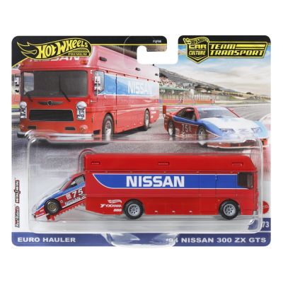 HOT WHEELS TRANSPORTATOR EURO HAULER CU MASINUTA NISSAN 300 ZX GTS SCARA 1/64