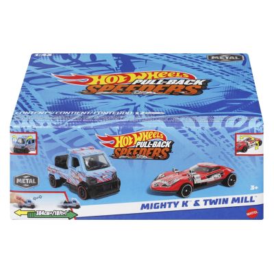 HOT WHEELS SET 2 MASINUTE METALICE PULL BACK MIGHTY K SI TWIN MILL 1/43