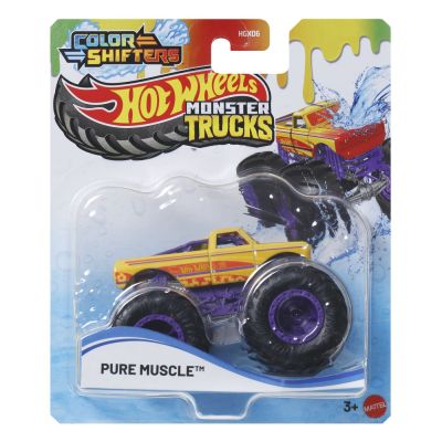 HOT WHEELS MONSTER TRUCK CAMION PURE MUSCLE CU CULORI SCHIMBATOARE SCARA 1 LA 64